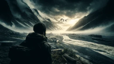 DALL·E 2024 05 21 16.33.21 A cinematic 4K image depicting the struggle of humans for survival. The scene should be dramatic and intense showing a person facing a harsh environm