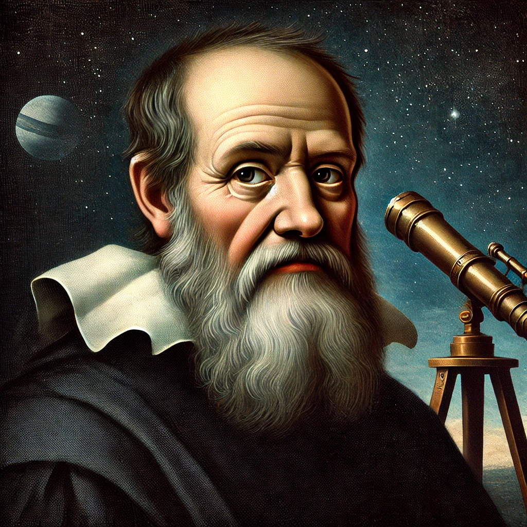 DALL·E 2024 06 27 07.22.35 A portrait of Galileo Galilei the famous Italian astronomer and physicist from the Renaissance period. He has a wise and thoughtful expression with