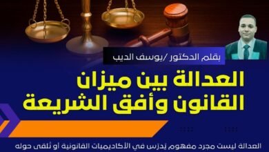 العدالة بين ميزان القانون وأفق الشريعة 
